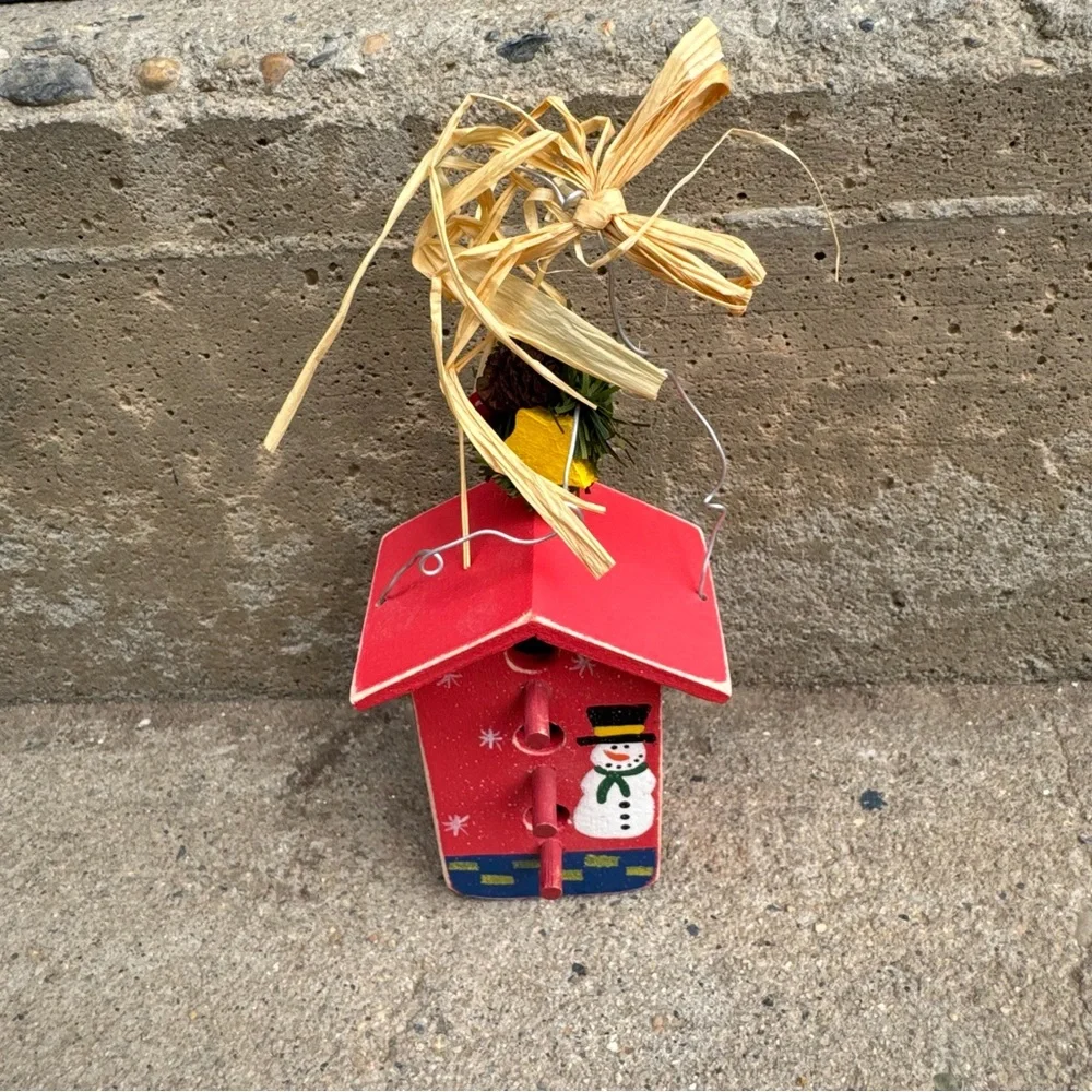 VTG Mini Birdhouse Christmas‎ Hanging Decor Rustic Farmhouse Christmas